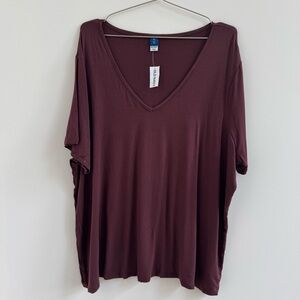 Old Navy Burgundy V-Neck Short Sleeve Tee